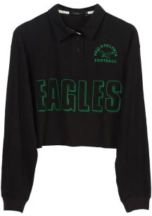Junk Food Clothing Philadelphia Eagles Womens Black Old School LS Tee