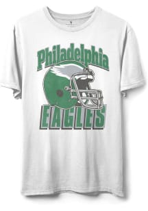 Junk Food Clothing Philadelphia Eagles White Throwback Helmet Short Sleeve T Shirt