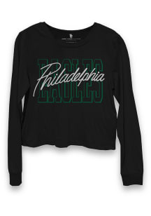 Junk Food Clothing Philadelphia Eagles Womens Black Cropped LS Tee