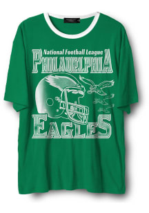 Junk Food Clothing Philadelphia Eagles Kelly Green Oversized Ringer Short Sleeve Fashion T Shirt