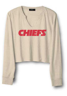 Junk Food Clothing Kansas City Chiefs Womens Oatmeal Sunday Crop LS Tee