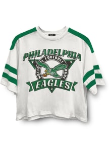 Junk Food Clothing Philadelphia Eagles Womens White Stripe Short Sleeve T-Shirt