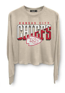 Junk Food Clothing Kansas City Chiefs Womens Oatmeal Crop LS Tee