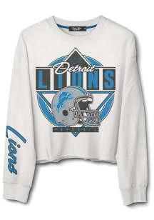 Junk Food Clothing Detroit Lions Womens White Kick Off Crew Sweatshirt