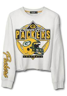 Junk Food Clothing Green Bay Packers Womens White Kick Off Crew Sweatshirt