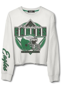 Junk Food Clothing Philadelphia Eagles Womens White Kick Off Crew Sweatshirt