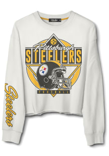 Junk Food Clothing Pittsburgh Steelers Womens White Kick Off Crew Sweatshirt
