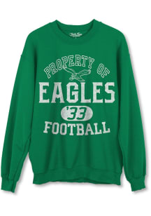 Junk Food Clothing Philadelphia Eagles Mens Kelly Green Retro Property Long Sleeve Fashion Sweatsh..