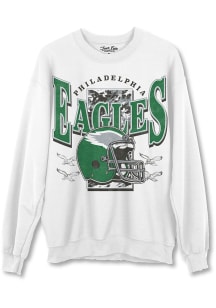 Junk Food Clothing Philadelphia Eagles Mens White Retro Conversion Long Sleeve Fashion Sweatshirt