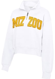 Missouri Tigers Womens White Sport Fleece Qtr Zip
