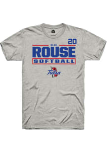 Elle Rouse Tulsa Golden Hurricane Ash NIL Stacked Box Short Sleeve Player T Shirt