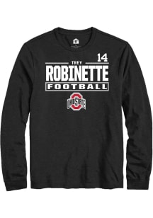 Trey Robinette Ohio State Buckeyes Black Football NIL Stacked Box Long Sleeve Player T Shirt