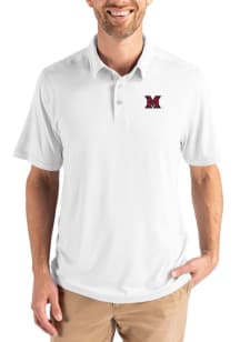 Cutter and Buck Miami RedHawks Mens White Coastline Eco Short Sleeve Polo