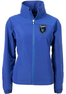 Cutter and Buck San Jose Earthquakes Womens Blue Charter Eco Light Weight Jacket