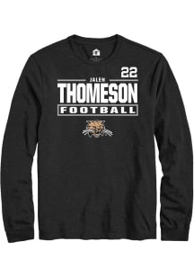 Jalen Thomeson Ohio Bobcats Black Football NIL Stacked Box Long Sleeve Player T Shirt