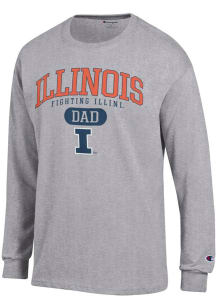 Champion Illinois Fighting Illini Grey Dad Pill Jersey Long Sleeve T Shirt