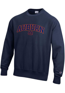 Champion Auburn Tigers Mens Navy Blue Arch Name Logo Long Sleeve Crew Sweatshirt