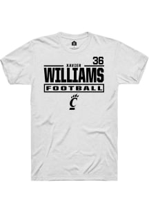 Xavier Williams Cincinnati Bearcats White Football NIL Stacked Box Short Sleeve Player T Shirt