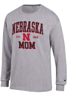 Champion Nebraska Cornhuskers Grey EST Date Mom Jersey Long Sleeve T Shirt