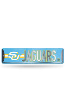 Southern University Jaguars Primary 4x15 Metal Street Sign - Silver