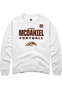 Earnest McDaniel Western Michigan Broncos Mens White Football NIL Stacked Box Player Crew