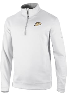 Columbia Purdue Boilermakers Mens White Heat Seal Omni Wick Wickhams Hills Long Sleeve Qtr Zip Pul..