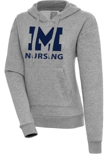 Antigua Michigan Wolverines Womens Grey Heather Michigan Nursing Victory Hooded Sweatshirt