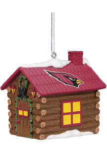 Arizona Cardinals Resin Log Cabin Ornament - Cardinal