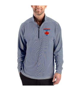 Cutter and Buck Toronto Blue Jays Mens Navy Blue City Connect Forge Eco Long Sleeve Qtr Zip Pullov..