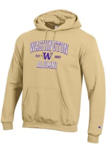 Champion Washington Huskies Mens Gold Est Alumni Powerblend Long Sleeve Hoodie