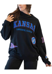 Gameday Social Kansas Jayhawks Womens Black All Over Scatter Crew Sweatshirt
