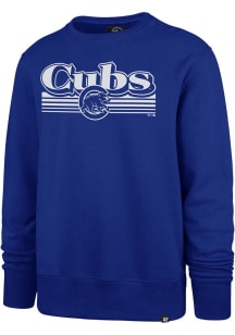 47 Chicago Cubs Mens Blue Script Fade Headline Long Sleeve Crew Sweatshirt