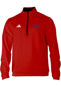 Adidas Tulsa Golden Hurricane Mens Crimson Heat Seal Elevated Long Sleeve Qtr Zip Pullover