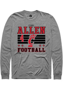 Cyrus Allen Cincinnati Bearcats Grey Football NIL Striped Long Sleeve Player T Shirt