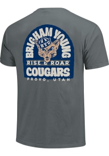 BYU Cougars Grey Ripped Arc Badging Vintage Short Sleeve T Shirt