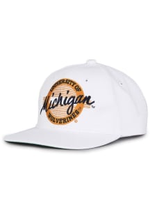Michigan Wolverines White Retro Circle White Mens Snapback Hat