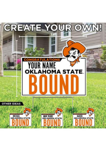 Oklahoma State Cowboys Personalized School Bound Yard Sign - White