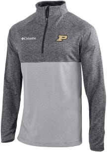 Columbia Purdue Boilermakers Mens Charcoal Heat Seal Omni Wick Rockin It Long Sleeve Qtr Zip Pullo..