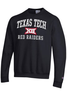 Champion Texas Tech Red Raiders Mens Black B12 Arch Powerblend Long Sleeve Crew Sweatshirt