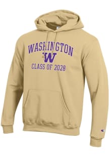 Champion Washington Huskies Mens Gold Font Class of 2028 Powerblend Long Sleeve Hoodie
