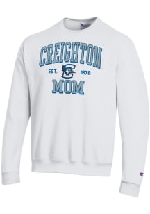 Champion Creighton Bluejays Mens White EST Date Mom Powerblend Long Sleeve Crew Sweatshirt