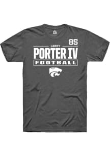 Larry  Porter IV K-State Wildcats Dark Grey Football NIL Stacked Box Short Sleeve Player T Shirt