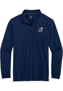 Vineyard Vines Kansas Jayhawks Mens Navy Blue Clubhouse Long Sleeve Qtr Zip Pullover
