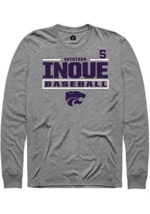 Shintaro Inoue  K-State Wildcats Graphite Rally NIL Stacked Box Long Sleeve T Shirt