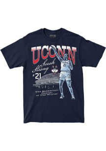Sarah Strong UConn Huskies Navy Blue NIL Basketball Capital Short Sleeve Fashion Player T Shirt