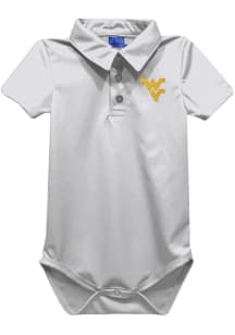 Vive La Fete West Virginia Mountaineers Baby White Team Short Sleeve One Piece Polo