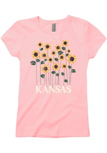 Kansas Girls Pink Sunflower Garden Short Sleeve Tee