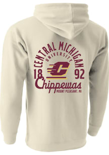 Central Michigan Chippewas Mens Oatmeal Mascot Overlay Long Sleeve Hoodie