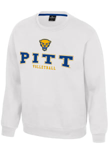 Colosseum Pitt Panthers Mens White Yes Chef Volleyball Long Sleeve Crew Sweatshirt