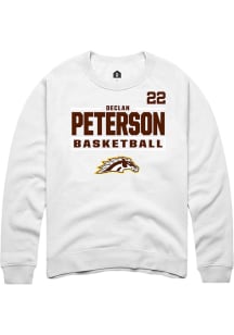Declan Peterson Western Michigan Broncos Mens White NIL Stacked Box Player Crew
